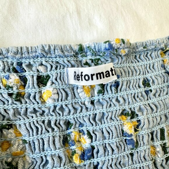 Reformation Stilton Linen Top - Mineral Daisy Embroidery - Picture 7 of 13